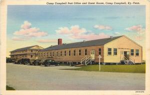 Linen Postcard; Camp Campbell KY / TN Post Office & Guard House, posted