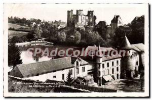 Old Postcard Bourbon Archambault Allier Chateau Mill and Pond