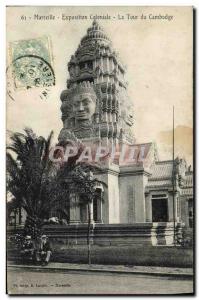 Old Postcard Marseilles Colonial Exhibition Tower of Cambodia