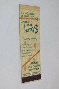 Stacy Sport Shop Trenton New Jersey 20 Strike Matchbook Cover