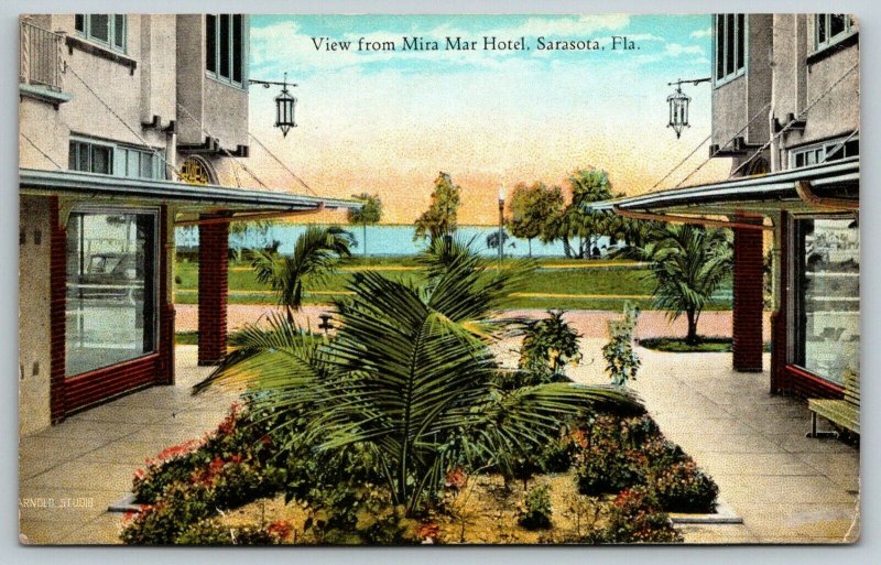 Sarasota FloridaView from Mira Mar HotelCourtyard WindowsGarden1924 Postcard