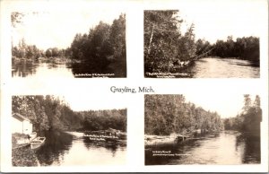 Real Photo Postcard Multiple Views of Grayling, Michigan