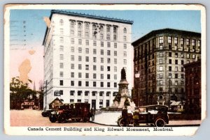 Canada Cement Building, King Edward Monument, Montreal Canada, 1928 Postcard