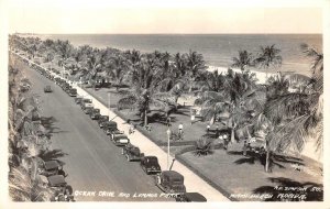 RPPC OCEAN DRIVE & LUMMUS PARK MIAMI BEACH FLORIDA REAL PHOTO POSTCARD (1930s)