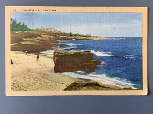 California Coastline CA Seascape Linen Postcard A1141092104