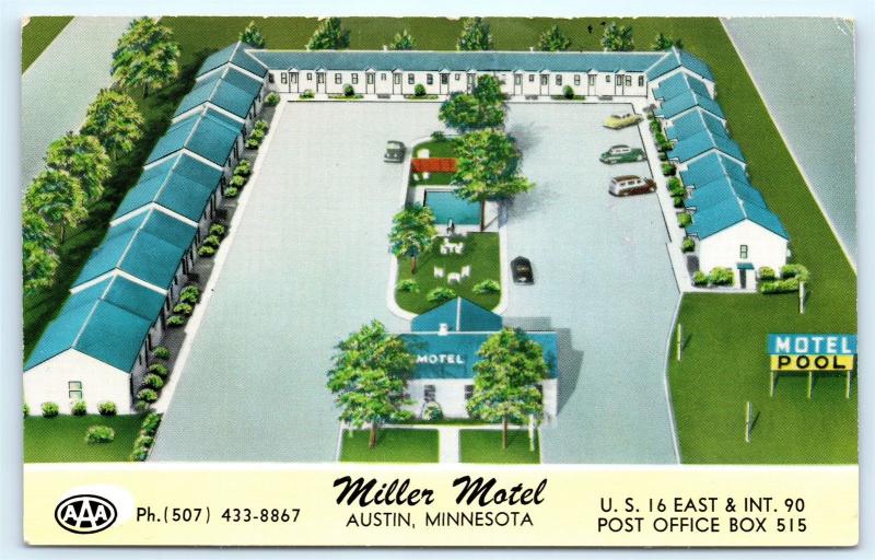 Postcard MN Austin Miller Motel Vintage L12