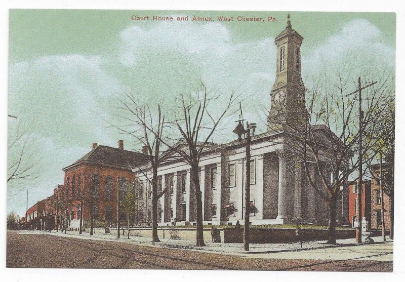 West Chester PA Court House and Annex Biehn Bicentennial 4X6 Repro Postcard 1999