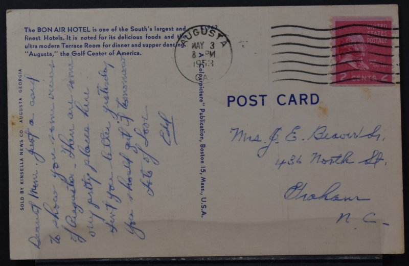 Augusta, GA - The Bon Air Hotel - 1953