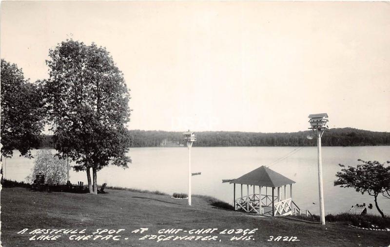 B72/ Edgewater Wisconsin Wi Postcard Photo RPPC 1960 Chit-Chat Lodge Lake Chetac