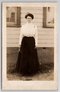 RPPC Victorian Woman With Flowers Eleanor March Drake Illinois Postcard P21