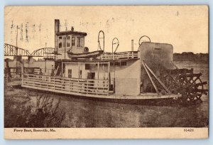 1912 Boonville Missouri MO Vintage Postcard Ferry Boat Steamer Ship Bridge Lake