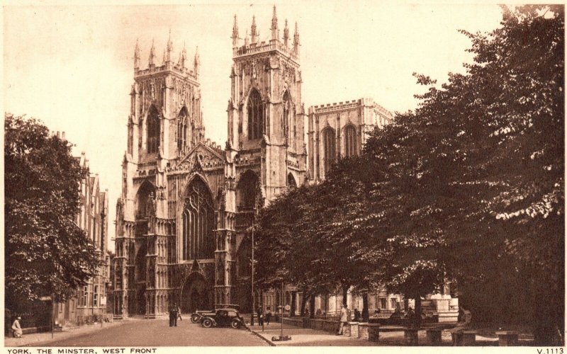 Vintage Postcard 1910's York Minster Cathedral Church West Front York, England