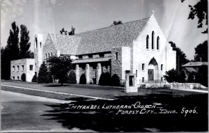 Real Photo Postcard Immanuel Lutheran Church in Forest City, Iowa