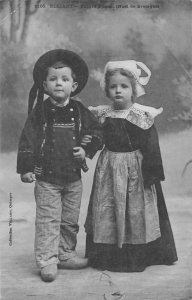 RPPC Elliant Bretagne Children Traditional Costume Yellard Quimper France