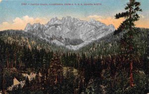 Castle Crags Mountains California Shasta Railroad Route 1910c postcard
