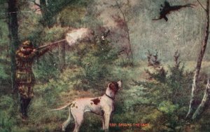 Vintage Postcard 1907 Bagging The Game Bird Hunting Shooting Hunter & Dog Art