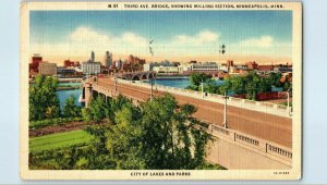 Third Ave BridgeMilling Section Postcard Minneapolis Minnesota Postmarked 1941