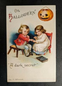 Vintage On Halloween A Dark Secret Embossed Illustrated Postcard