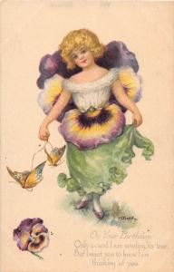 E5/ Valentine's Day Love Postcard c1910 M Dulk Signed Girl Dress Fantasy 19