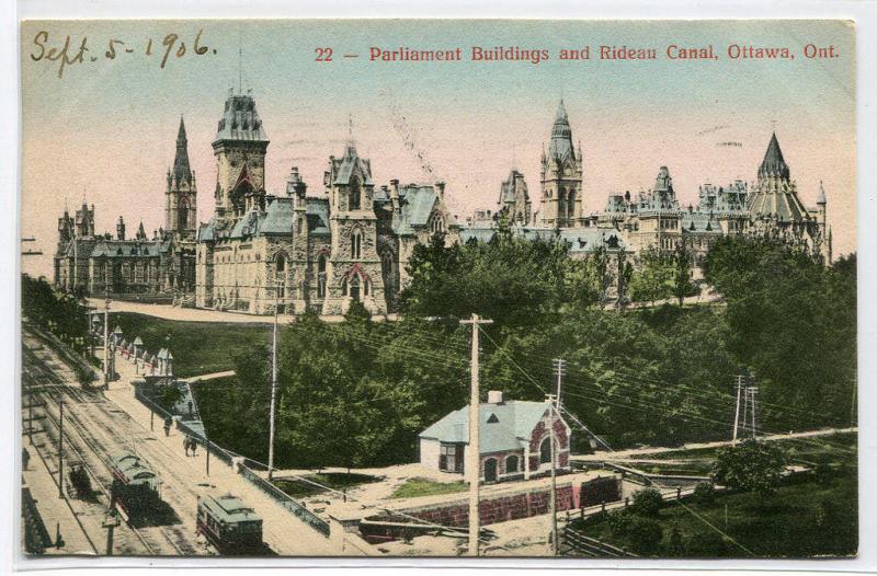 Parliament Building Rideau Canal Ottawa Canada 1906 postcard 