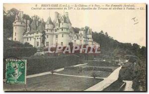 Old Postcard Rigny Usse I and L the castle and the whole north view Parc