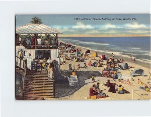 Postcard Winter Ocean Bathing at Lake Worth Florida USA