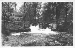 Hell Michigan~Hell Creek Dam~Spillway & Bridge~1950s Real Photo Postcard~RPPC