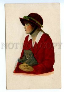 499217 Lady SPITZ Puppy by Harrison FISHER At Polyphot FINNISH Vintage postcard