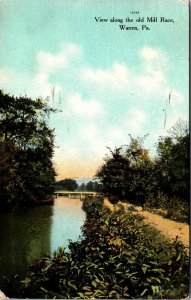 Postcard PA Warren View along the Old Mill Race 1910 M4