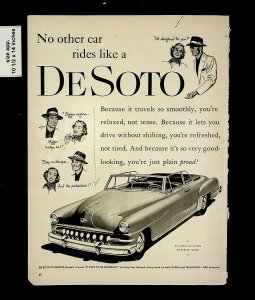 1951 No Other Car Rides Like De Soto Vintage Print Ad 015717