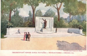 Vintage Postcard 1913 Projektovany Pomnik Karla Havlicka Douglas Park Chicago IL