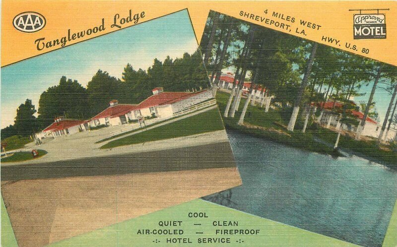 Tanglewood Lodge roadside Shreveport Louisiana Postcard Thomas linen 20-14053