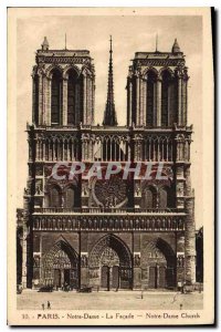 Postcard Old Paris Notre Dame Facade
