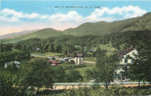 1950s North Carolina Waynesville Birdseye View Kropp Linen Postcard 22-11627