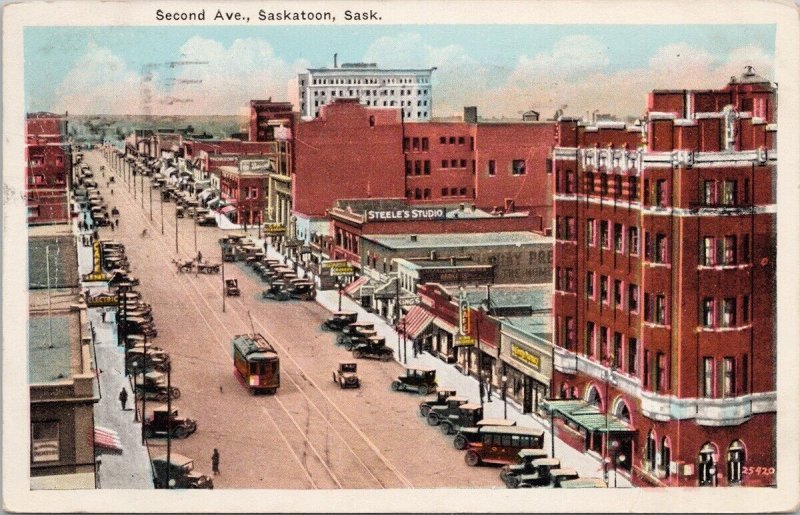 Second Avenue Saskatoon SK Saskatchewan c1927 Postcard H58