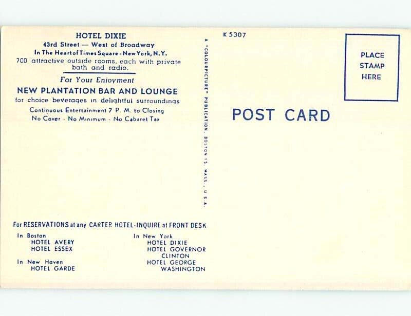 Unused Linen DIXIE HOTEL Manhattan Florida FL Q7062@