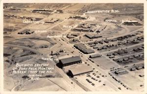 Fort Peck Dam Montana Business Section Aerial Real Photo Antique Postcard K16671