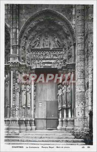 Old Postcard Cathedral of Chartres-right Porch Royal Bay