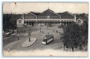 1915 La Gare Orleans France Trolley Car Building Posted Antique Postcard