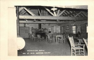 Laramie Wyoming 1940s RPPC Real Photo Postcard University Summer Camp Rec Room
