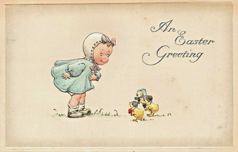 AN EASTER GREETING~GOTTSCHALK DREYFUSS EMBOSSED 1914 POSTCARD