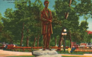 Cincinnati OH-Ohio, Lincoln Statue Monument Lytle Park, Vintage Postcard