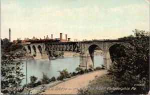 Postcard PA Philadelphia - West River Drive and PRR Bridge over Schuylkill River