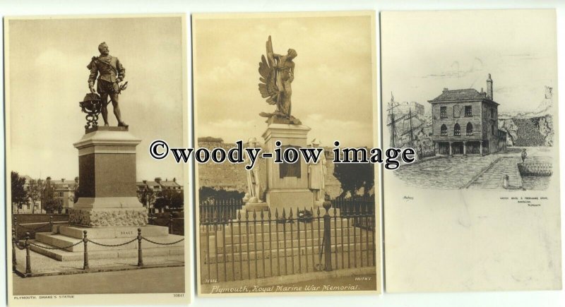 tp9408 - Devon - Three Cards of Various Locations, in Plymouth - Postcard