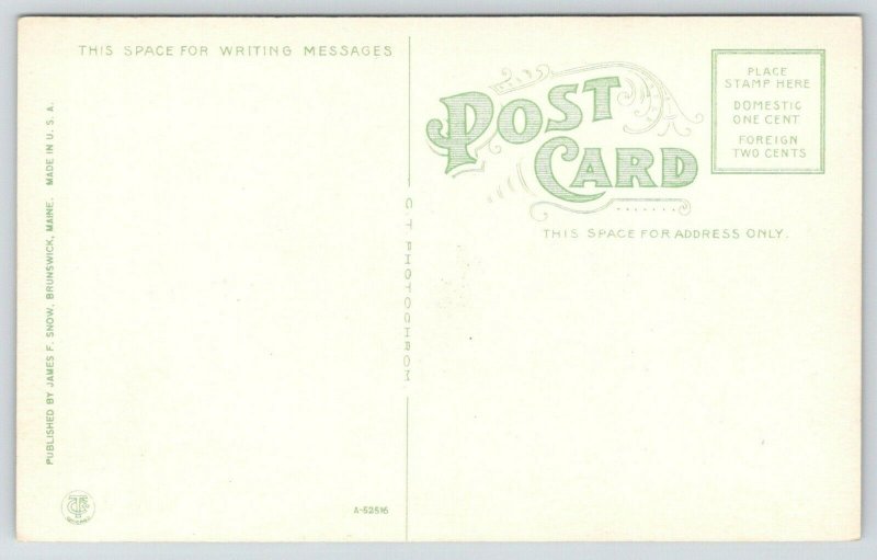 Yarmouth ME~Sun Rises Behind Colonial Brown Masonic Temple~RPPC c1910 Postcard