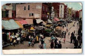 1916 Hester Street Market View Wagon People New York California CA Postcard