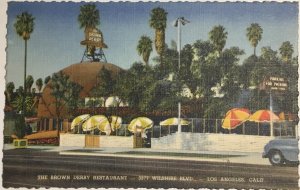 BROWN DERBY RESTAURANT Wilshire Blvd LOS ANGELES c1940s Linen Vintage Postcard