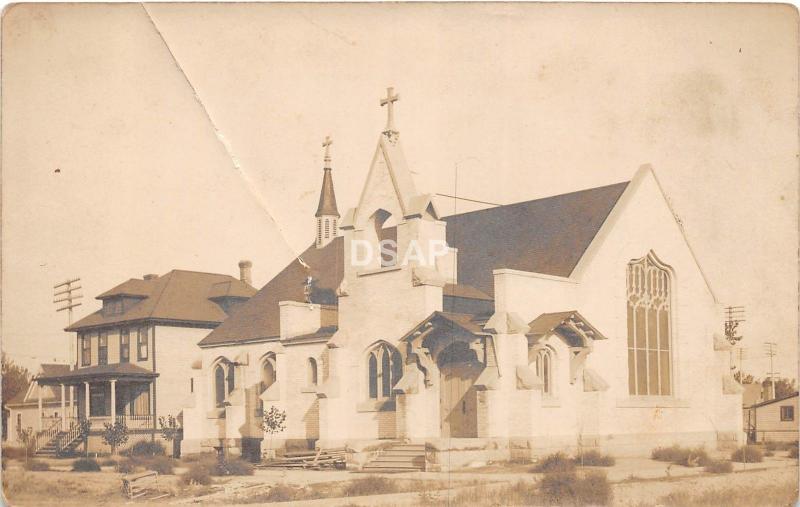 Montana Mt Real Photo RPPC Postcard c1910 BILLINGS Episcopal Church Building