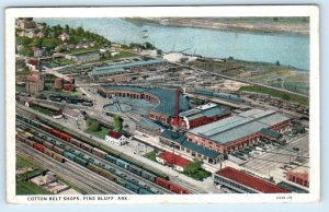 PINE BLUFF, Arkansas AR ~ Aerial View COTTON BELT RAILROAD SHOPS 1934 Postcard