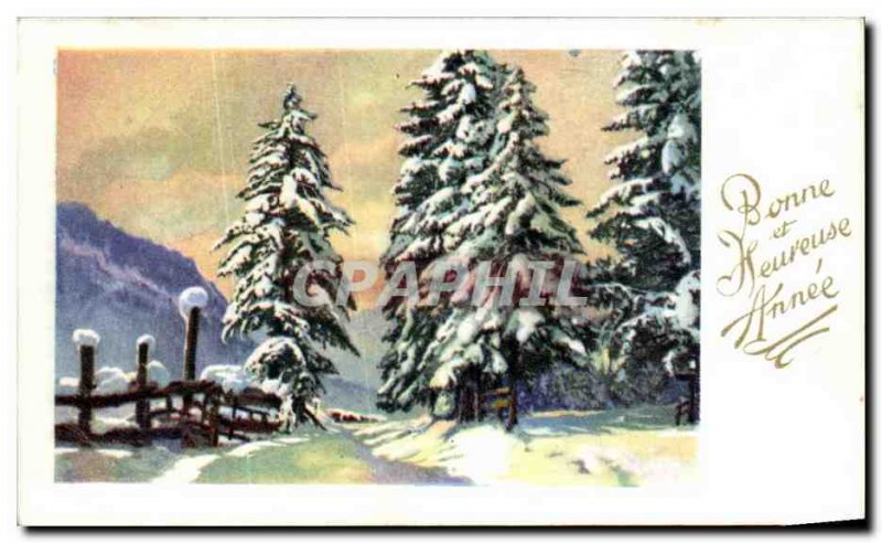 Old Postcard Fancy Happy New year